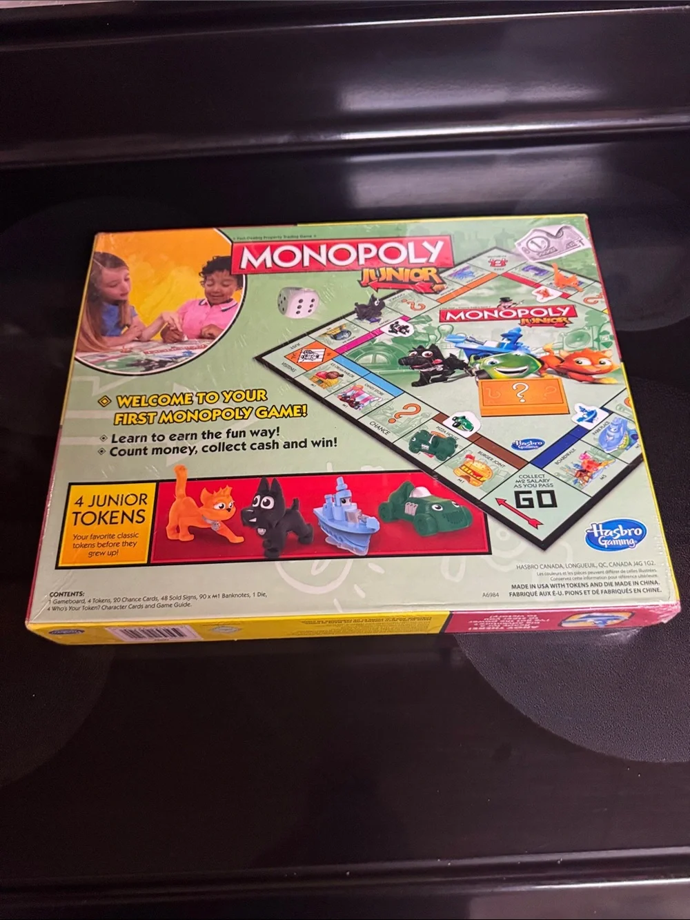 Hasbro Monopoly Junior Board Game - Green Red Yellow Black